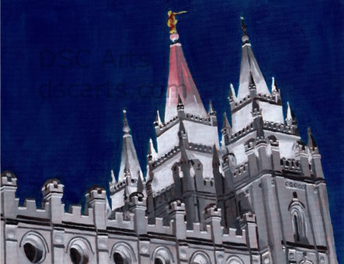 Salt Lake LDS Temple at Night Oil Painting