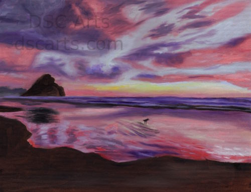 Sunset Reflective Surf (Oil Painting)